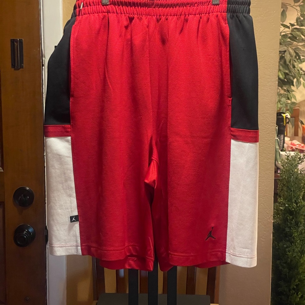 Jordan Men's Athletic Shorts in Red, Black, and White